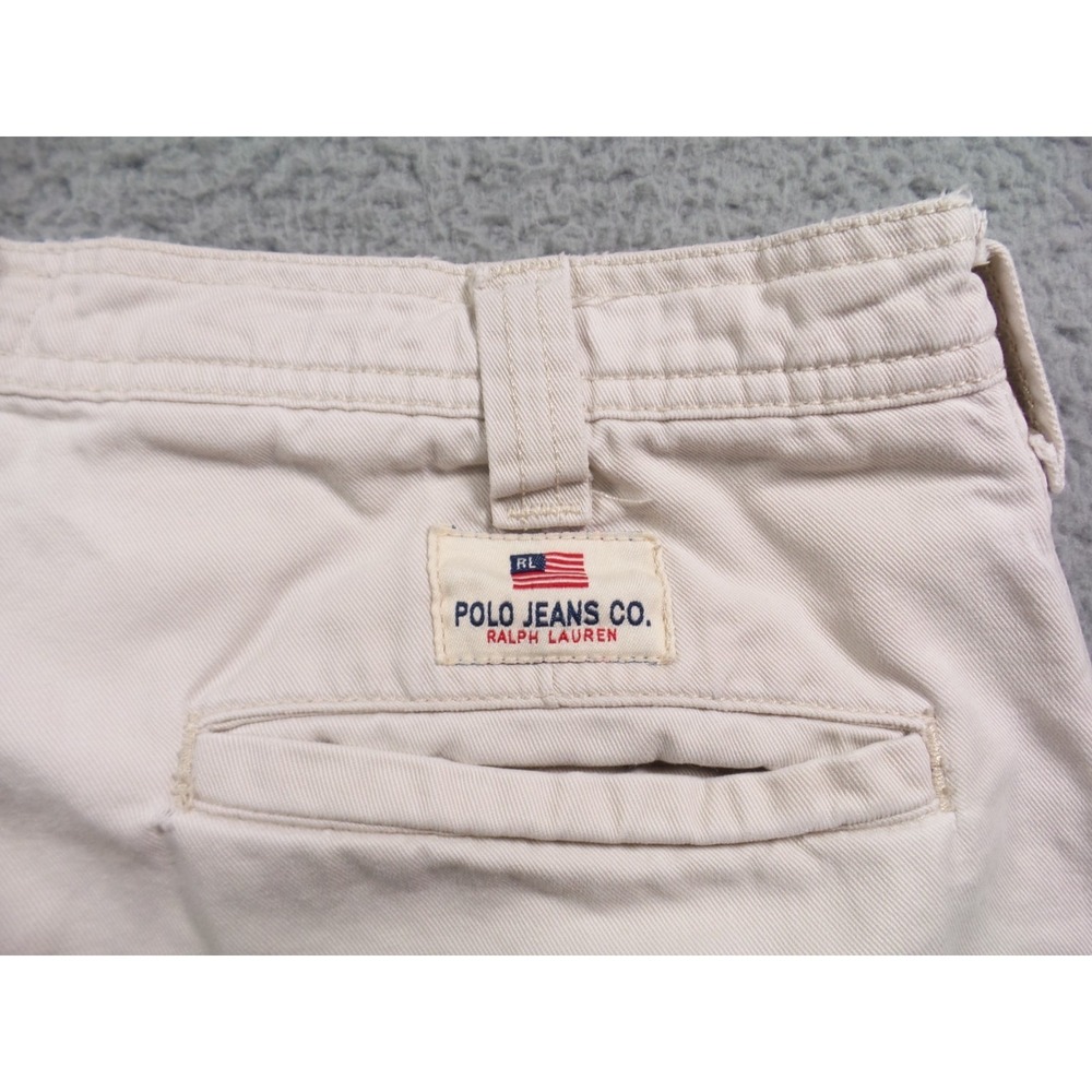 Vintage Polo Jeans Co Ralph Lauren Pants Mens Size 31x32 Beige Cargo Wide Leg - Picture 13 of 16